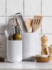 Utensil Holder for Kitchen Counter, 7.3"+5.4" Fluted Ceramic Utensil Crock Organizer for Countertop, Heavy Large Holder for - Ceramic - 7RZ0MT