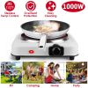 1000W Electric Infrared Single Burner Portable Heating Hot Plate Stove Countertop RV Hotplate with 7.5' Glass Cooktop