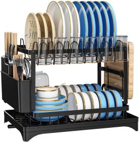 Multifunctional Dish Rack, Rustproof Kitchen Dish Drying Rack with Drainboard