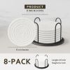 Coasters Set of 8 for Drinks, Beer, Coffee, Cotton Woven Absorbent Coaster with Holder