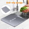 Mat for Kitchen Counter, Non-Slip Drain Pad, Dish Drying Pad, Easy to Clean Dish Rack Pad, Multi-Use as Heat Resistant Trivet, 15.8" x 13" , Grey