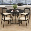 Black 47" Round Dining Table , Family-Sized for 4-6 People, Hourglass Metal Base & Curved Tabletop
