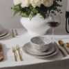 TT0061 Dinnerware Black & White Medallion Stoneware, 12 Piece Set