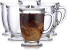 Glass Coffee Mugs Set of 6, Elegant 16 Ounce Clear Tea Cup Set , Dishwasher Safe Glass Mugs with Handles for Tea, Coffee,and Espresso