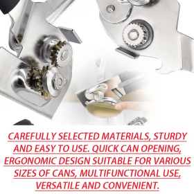Ergonomic Non-Slip Handle Stainless Steel Can Opener, Magnetic Manual Tin Opener, Durable Heavy Duty Can Cutter for Commercial, Home, Restaurant Use
