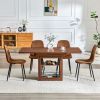 Expandable Dining table and chair set, 59-71 inch pull-out MDF table.Paired With 4 technological fabric chairs