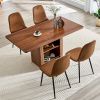 Expandable Dining table and chair set, 59-71 inch pull-out MDF table.Paired With 4 technological fabric chairs