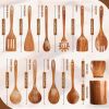 Wooden Spoons for Cooking, 12PCS Teak Wooden Kitchen Utensil Set with Spoon Rest - Smooth Finish, Non-Stick, Comfortable Grip