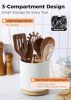 3 Compartment Utensil Holder, Extra Large Utensil Crock, Stable Ceramic Utensil Organizer, Cooking Tool Organizer Set for - Cork [7RZ1PJ]