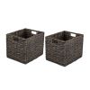 Collapsible Washed Water Hyacinth Cube Storage Bins, 2 Pack