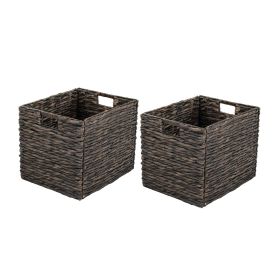 Collapsible Washed Water Hyacinth Cube Storage Bins, 2 Pack