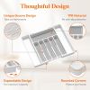 Silverware Drawer Organizer, Expandable Utensil Tray for Kitchen, BPA Free Flatware and - Plastic - 7RMMZP