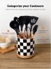 3 Compartment Utensil Holder, Extra Large Utensil Crock, Stable Ceramic Utensil Organizer, Cooking Tool Organizer Set for - Cork [7RZ1R8]