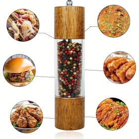 1Pack Wood Pepper Grinder, 8 Inch Salt Mill Pepper Grinder, Pepper Mill