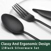 24-Piece Black Silverware Set with Steak Knives, Black Flatware Set for 4, Food-Grade - Stainless Steel - 7RZPQX