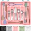 Extra Large Expandable Silverware Organizer, BPA-Free Food-Safe Cutlery Flatware Organizer, Kitchen Utensil Drawer - Plastic [7EHWT8]