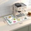 Dish Drying Mat, 12.2"x19.7" Absorbent Coffee Bar Mat with Waterproof Rubber Back, Fit Under Coffee Maker Machine/Kitchen Counter(Rose)