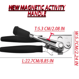 Magnetic Stainless Steel Can Opener, Manual Labor-Saving Tin Opener with Built-in Magnet, Smooth Edge Can Cutter for Seniors, Arthritis Sufferers