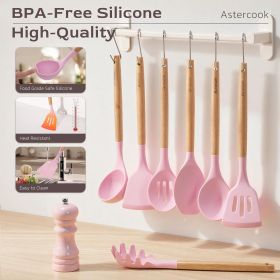 Kitchen Utensils set, 39 PCS Silicone Cooking Utensils Set with Wooden Handle, 446°F Heat Resistant Food Grade Utensil Sets