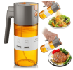 A food oil injector and 2-in-1 cooking spray bottle for olive oil, vinegar, and soy sauce, featuring a 17-ounce light-blocking glass spray bottle