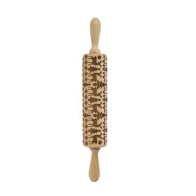 Baking Cookies Fondant Cake Dough Engraved Roller Rolling Pin (Type: Style A, Color: Wood Color)