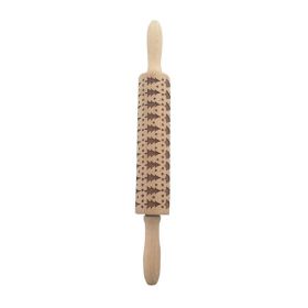 Baking Cookies Fondant Cake Dough Engraved Roller Rolling Pin (Type: Style B, Color: Wood Color)