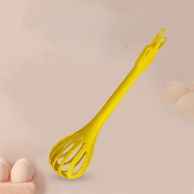 1pc; Multifunctional 3-in-1 Egg Whisk Food Holder Noodle Holder Baking Tool Egg Stirrer Manual Whisk 1 Pack 11.02''×2.76'' (Color: Yellow)