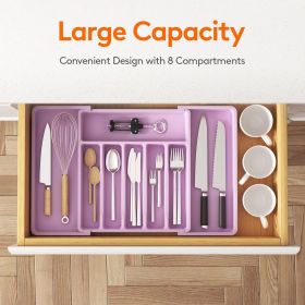Silverware Drawer Organizer, Expandable Utensil Tray for Kitchen, BPA Free Flatware and Cutlery Holder (Material: Polypropylene)