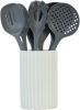 Kitchen Utensils Set, 8pcs - Nonstick Cooking Tools with Utensil Holder - Nylon Spoon, Ladle, Skimmer, Spaghetti Server