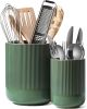 Utensil Holder for Kitchen Counter, 7.3"+5.4" Fluted Ceramic Utensil Crock Organizer for Countertop, Heavy Large Holder for Spatulas, Spoons, Set of 2