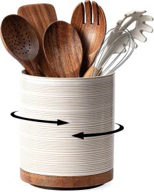 Utensil Holder, 360° Rotating Extra Large Ceramic Kitchen Utensil Holder for Countertop (Material: Ceramic)