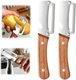 Multi-Functional Vegetable Peeler fo Kitchen: 2 in 1 Stainless Steel Peeler with Wooden Handle and Bottle Opener - Peelers for Potato Pumpkin Papaya Z (Blade Material: Stainless Steel)