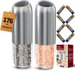 Gravity Electric Salt and Pepper Grinder Set, Battery Powered Automatic Pepper Mills with Adjustable Coarseness, One Hand Operation