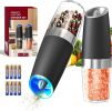 Gravity Electric Salt and Pepper Grinder Set Automatic Salt and Pepper Grinder Set with LED Light, Battery Operated, Adjustable Coarseness