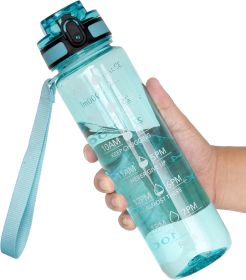 Water Bottle, 32oz Motivational Sports Water Bottle with Time Marker - Times to Drink - Tritan, BPA Free, Wide Mouth Leakproof (Color: A-Surfer)