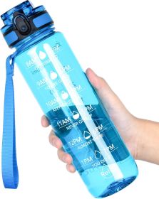 Water Bottle, 32oz Motivational Sports Water Bottle with Time Marker - Times to Drink - Tritan, BPA Free, Wide Mouth Leakproof (Color: A-Glacial Blue)