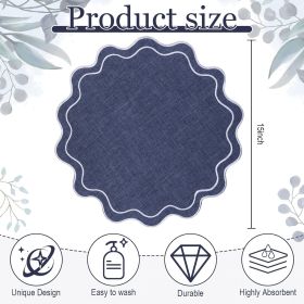 Set of 12 Cotton Linen Placemats (Color: Navy Blue)