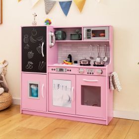 Toddler Pretend Play Kitchen for Boys and Girls 3-6 Years Old (Color: Pink)