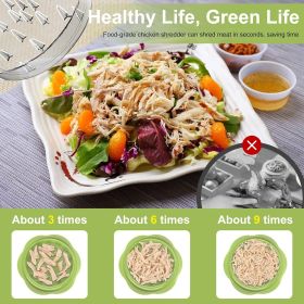 Chicken Shredder Large Chicken Breast Shredder Tool Twist with Brush&Fork, Visible Meat Shredder Machine, Anti-Slip Strip, Ergonomic Handle, BPA Free (Color: Matcha Green)