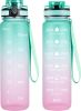 Water Bottle, 32oz Motivational Sports Water Bottle with Time Marker - Times to Drink - Tritan, BPA Free, Wide Mouth Leakproof