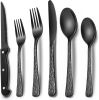 24-Piece Black Silverware Set with Steak Knives, Black Flatware Set for 4, Food-Grade Stainless Steel Tableware Cutlery Set