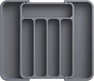 Silverware Organizer - Expandable Kitchen Drawer Organizer, Adjustable Utensil Organizer, Cutlery Tray for Forks, Knives (Color: Grey)