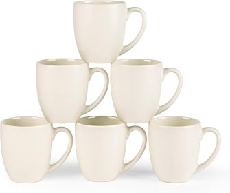 12oz Coffee Mugs Set of 6, Large Ceramic Coffee Mugs for Man, Woman, Dad, Mom (Color: Lvory)