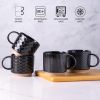 12OZ Stackable Coffee Mugs, Ceramic Coffee Mugs with Texture Patterns for Man,Woman,Dad,Mom