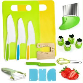17Pcs Montessori Kitchen Tools Toddlers-Kids Cooking Sets Real-Toddler Safe Knives Set Kitchen Cookware Baking Toy Sets Educational Gift for 3-12 Year (Type: Kitchen Toy)