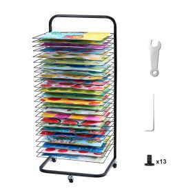 Art Drying Rack, 25 Removable Shelves 17 x 13 x 39.4 inch Paint Drying Rack With Lockable Wheels (Default: Default)
