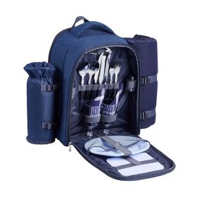 Outdoor Camping Picnic Backpack Bag with Tableware for 2 Person (Type: Picnic Backpacks, Color: Blue)