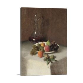 Dead Nature At Carafe 1865 (Type: Standard Framed Canvas Print, size: 16" x 12" / 42cm x 30cm (approx))