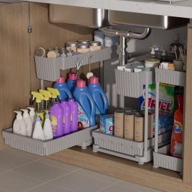 3 Pack Multi-Purpose Under Sink Organizers and Storage, 2026 L-Shaped Pull Out Cabinet Organizer for Bathroom & Kitchen (Material: Plastic)