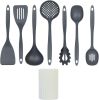 Kitchen Utensils Set, 8pcs - Nonstick Cooking Tools with Utensil Holder - Nylon Spoon, Ladle, Skimmer, Spaghetti Server